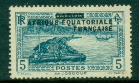 French Equatorial Africa 1936 Pictorial, Opt on Gabon 5c