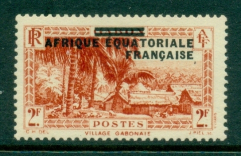 French Equatorial Africa 1936 Pictorial, Opt on Gabon 2f