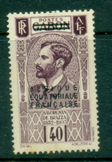 French Equatorial Africa 1936 Pictorial, Opt on Gabon 40c