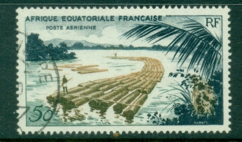 French Equatorial Africa 1955 Airmails 50f Log rafts