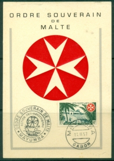 French-Equatorial-Africa-1957-Sovereign-Order-of-the-Knights-of-Malta-Postcard-FDI