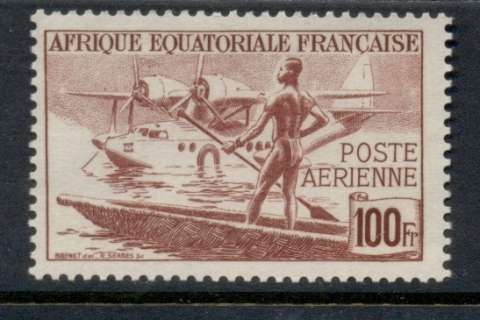 French Equatorial Africa 1943 Sikorsky Seaplane 100f , Vichy unissued