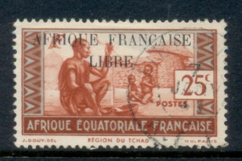 French Equatorial Africa 1940-41 Pictorials Opt Libre 25c B.
