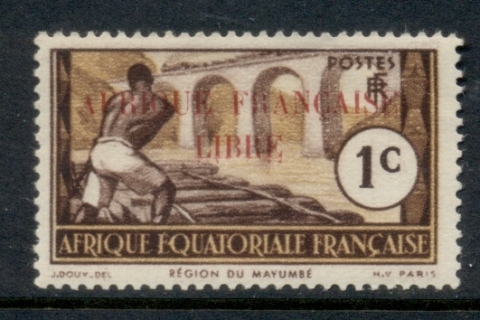 French Equatorial Africa 1940-41 Pictorials Opt Libre 1c C.
