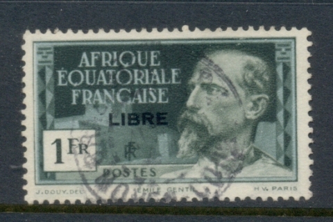 French Equatorial Africa 1940-41 Pictorials Opt Libre 1f green B.