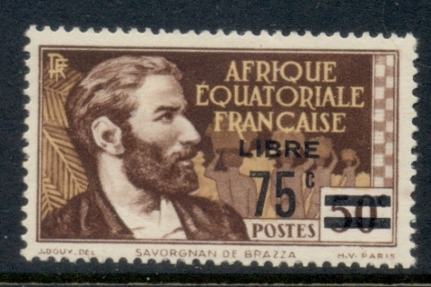French Equatorial Africa 1940 Pictorials Opt Libre Surch 75c on 50c B.