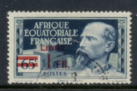 French Equatorial Africa 1940 Pictorials Opt Libre Surch 1f on 65c C.