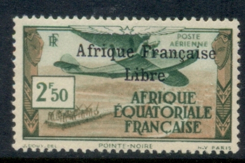 French Equatorial Africa 1940-41 Air Post Planes Opt Libre 2.50f