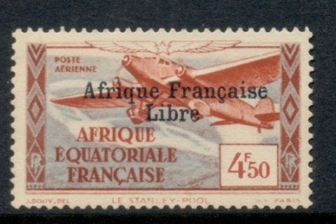 French Equatorial Africa 1940-41 Air Post Planes Opt Libre 4.50f
