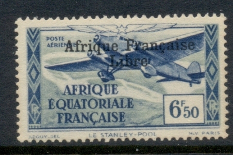 French Equatorial Africa 1940-41 Air Post Planes Opt Libre 6.50f