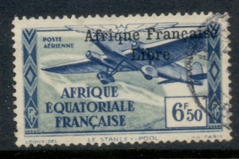French Equatorial Africa 1940-41 Air Post Planes Opt Libre 6.50f