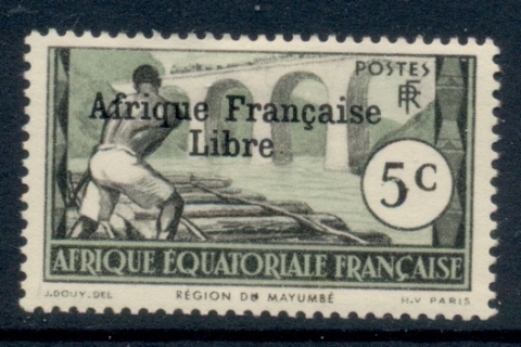 French Equatorial Africa 1940-41 Pictorials Opt Libre 5c B.