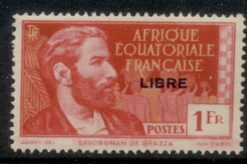 French Equatorial Africa 1940-41 Pictorial Opt Libre 1f French Equatorial Africa 1940-41 Pictorial Opt Libre 1f