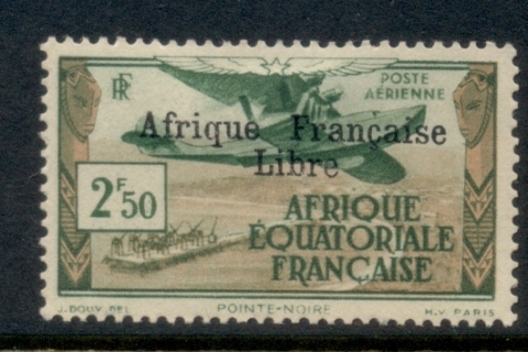 French Equatorial Africa 1940-41 Airmail Opt. Afrique Francais Libre 2.50f