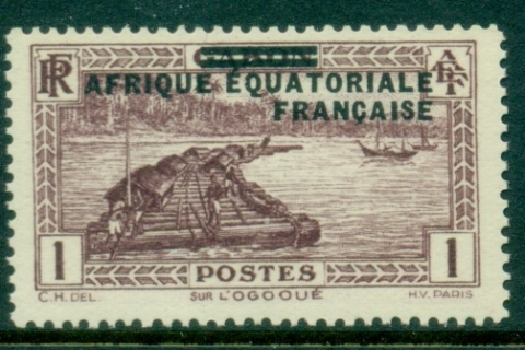 French Equatorial Africa 1936 Pictorial, Opt on Gabon 1c
