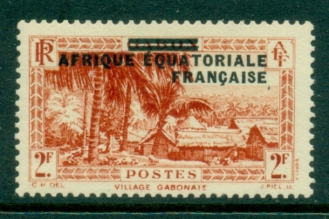 French Equatorial Africa 1936 Pictorial, Opt on Gabon 2f