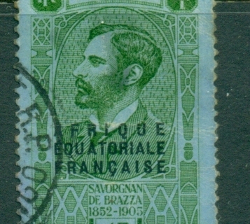 French Equatorial Africa 1936 Pictorial, Opt on Gabon 1f