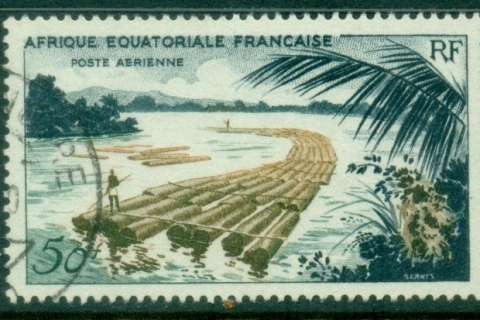 French Equatorial Africa 1955 Airmails 50f Log rafts
