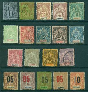 French-Guiana-1892-1904-Navigation-Commerce-asst-19-FU-MLH-lot38602