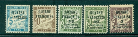 French-Guiana-1925-27-Postage-Due-Asst-5-MLH-lot38604