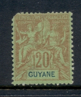 French-Guyana-1892-1904-Navigation-Commerce-20c-thin-MH