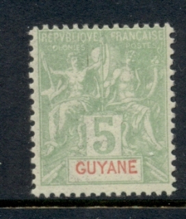 French-Guyana-1892-1904-Navigation-Commerce-5c-yellow-green-MLH