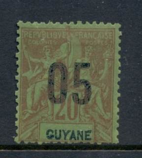 French-Guyana-1912-Surcharges-5c-on-20c-MLH