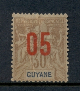 French-Guyana-1912-Surcharges-5c-on-30c-MLH