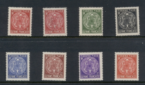 French-Guyana-1947-Postage-Dues-Asst-to-4f-MLH-FU