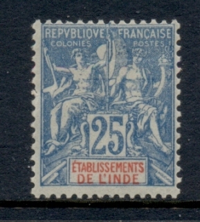 French-India-1892-1907-Navigation-Commerce-25c-blue-MLH