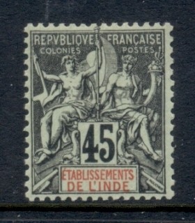 French-India-1892-1907-Navigation-Commerce-45c-black-on-grey-green-MLH