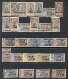 French-India-1923-28-Pictorials-Surch-New-Currency-Asst-small-faults-MLH-FU