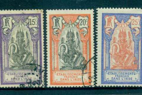 French-India-1914-22-Brahma-Asst-MH-FU-lot49415