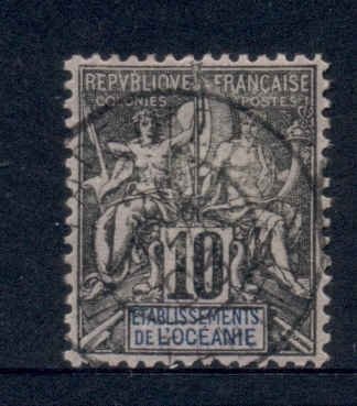 French Polynesia 1892-1907 Navigation & Commerce 10c black on lavender