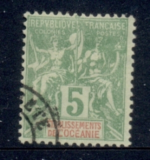 French-Polynesia-1892-1907 Navigation & Commerce 5c yellow green