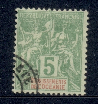 French Polynesia 1892-1907 Navigation & Commerce 5c yellow green