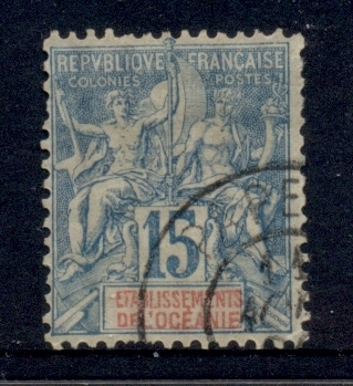 French Polynesia 1892-1907 Navigation & Commerce 15c blue