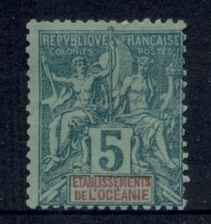 French-Polynesia-1892-1907 Navigation & Commerce 5c green on greenish