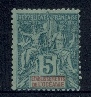 French Polynesia 1892-1907 Navigation & Commerce 5c green on greenish