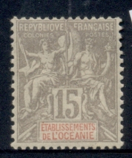 French-Polynesia-1892-1907 Navigation & Commerce 15c grey on light grey