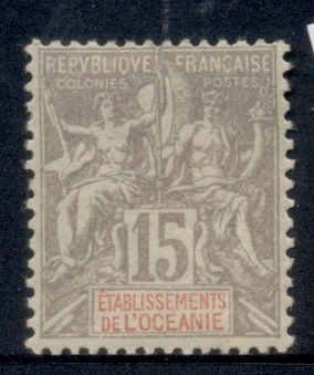 French Polynesia 1892-1907 Navigation & Commerce 15c grey on light grey