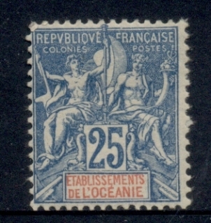 French-Polynesia-1892-1907 Navigation & Commerce 25c blue