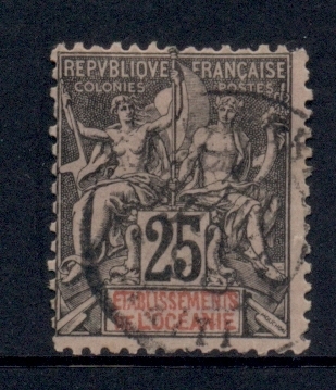 French Polynesia 1892-1907 Navigation & Commerce 25c Black on rose
