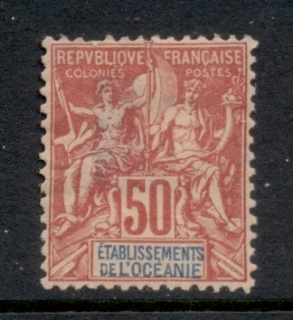 French-Polynesia-1892-1907 Navigation & Commerce 50c carmine