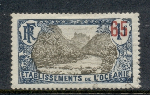 French-Polynesia-1923-27 Pictorials Surch 65c on 1f