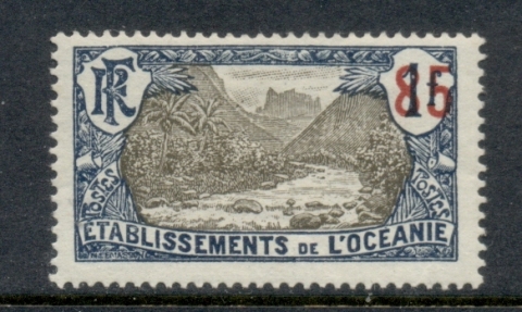 French Polynesia 1923-27 Pictorials Surch 85c on 1f