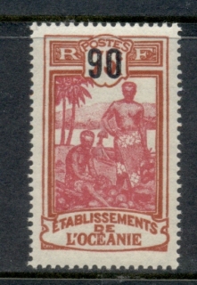 French-Polynesia-1923-27 Pictorials Surch 90c on 75c