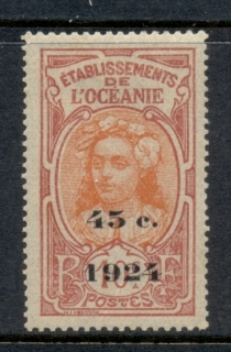 French-Polynesia-1924 Pictorials Surch 45c on 10c