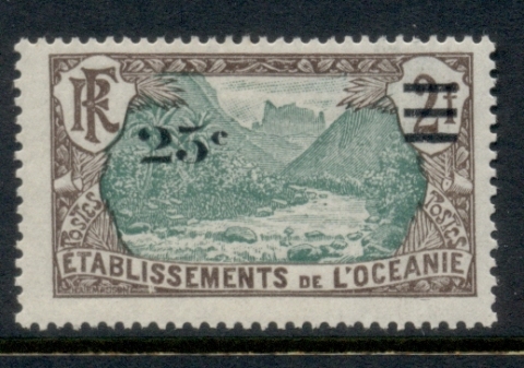 French Polynesia 1924-27 Pictorials Surch 25c on 2f