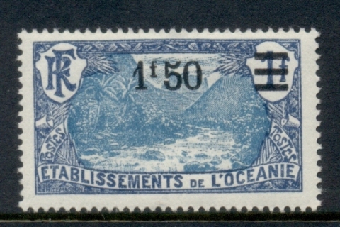 French Polynesia 1924-27 Pictorials Surch 1.5f n 1f
